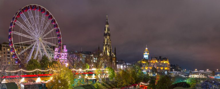 Edinburgh, Scotalnd, UK - November 14, 2016: Edinburgh skyline at night